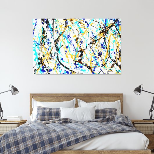 KLEURRIJKE SPLATTER LIX - Actie schilderen -Abstra Canvas Afdruk (Insitu (Slaapkamer))