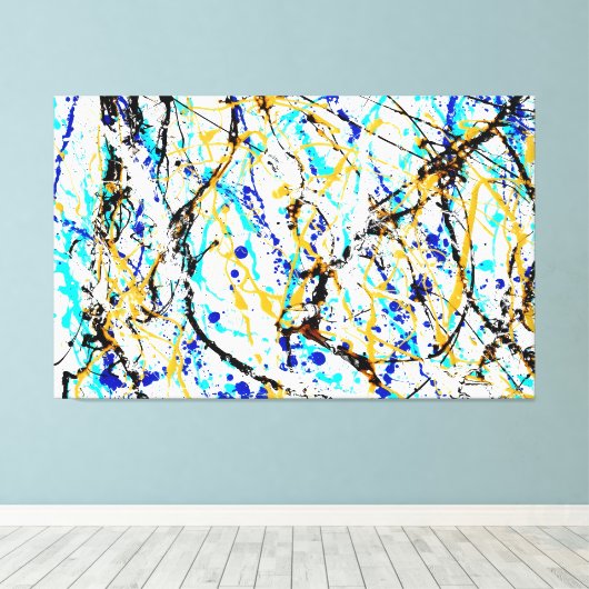 KLEURRIJKE SPLATTER LIX - Actie schilderen -Abstra Canvas Afdruk (Insitu (Houten vloer))
