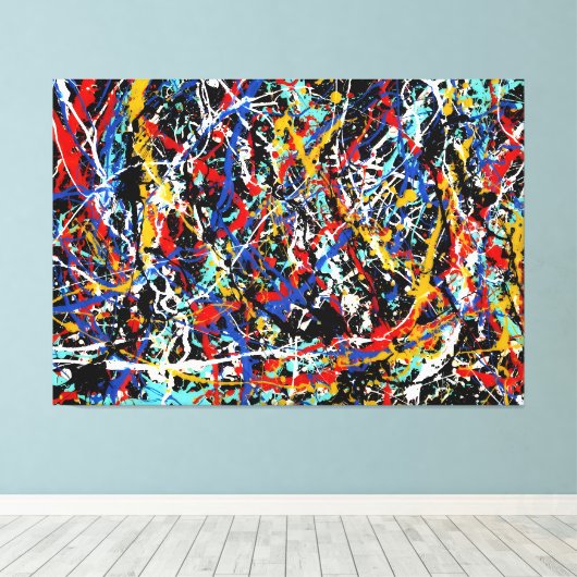 KLEURRIJKE SPLATTER LX - Actie schilderen -Abstrac Canvas Afdruk (Insitu (Houten vloer))