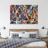 KLEURRIJKE SPLATTER LX - Actie schilderen -Abstrac Canvas Afdruk (Insitu (Slaapkamer))