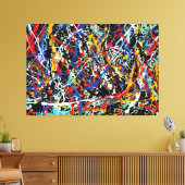 KLEURRIJKE SPLATTER LX - Actie schilderen -Abstrac Canvas Afdruk (Insitu (Woonkamer))