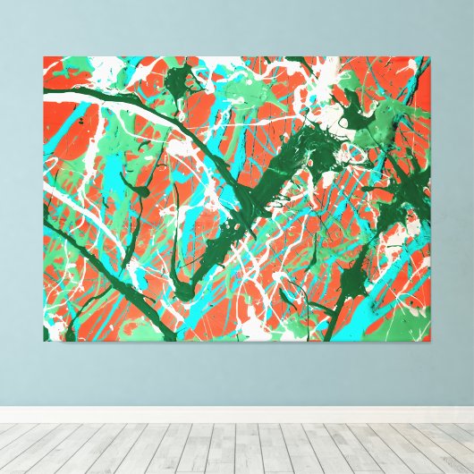 KLEURRIJKE SPLATTER LXIX - Actie schilderen - Canvas Afdruk (Insitu (Houten vloer))