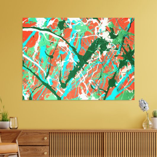 KLEURRIJKE SPLATTER LXIX - Actie schilderen - Canvas Afdruk (Insitu (Woonkamer))