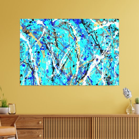 KLEURRIJKE SPLATTER LXV - Actie schilderen -Abstra Canvas Afdruk (Insitu (Woonkamer))