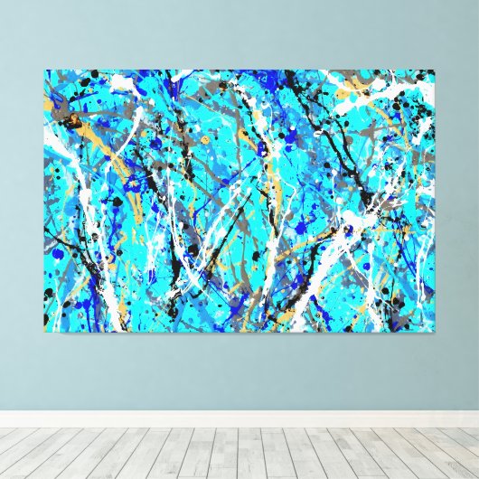 KLEURRIJKE SPLATTER LXV - Actie schilderen -Abstra Canvas Afdruk (Insitu (Houten vloer))