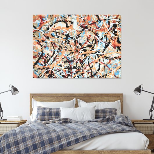 KLEURRIJKE SPLATTER LXVI - Actie schilderen - Canvas Afdruk (Insitu (Slaapkamer))