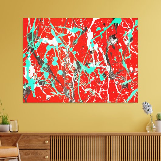 KLEURRIJKE SPLATTER LXXV - Action painting - Canvas Afdruk (Insitu (Woonkamer))
