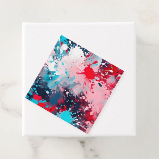 Kleurrijke Splatter Paint Art Gift Labels (In situ)