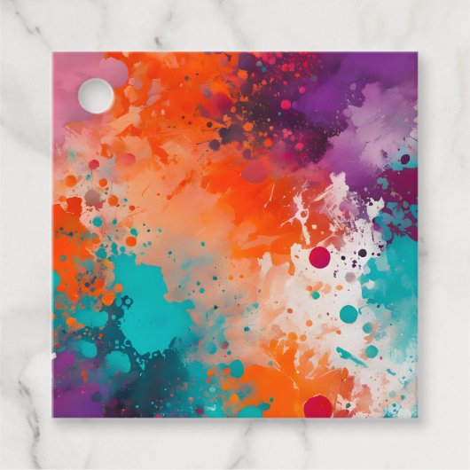 Kleurrijke Splatter Paint Art Gift Labels (Voorkant)