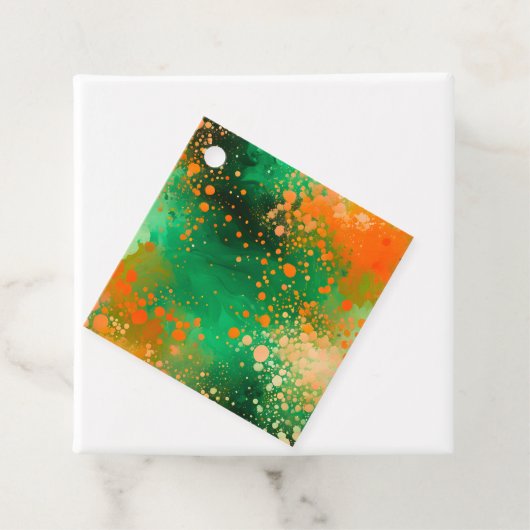 Kleurrijke Splatter Paint Art Gift Labels (In situ)