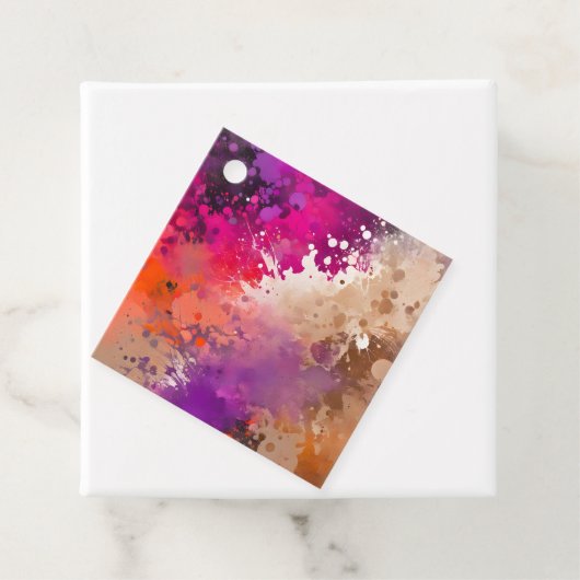 Kleurrijke Splatter Paint Art Gift Labels (In situ)