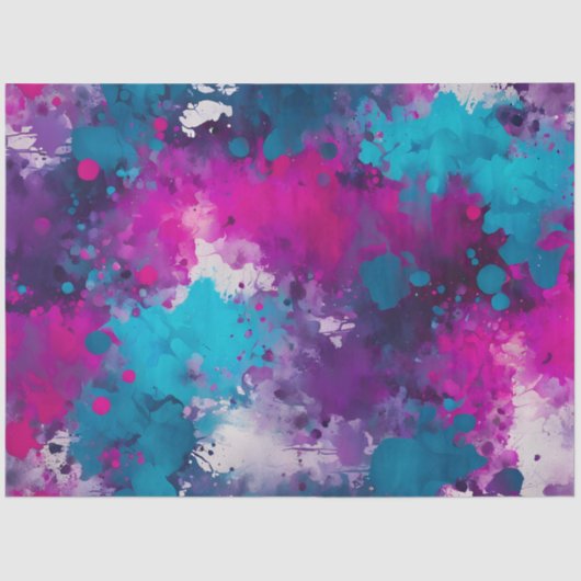 Kleurrijke Splatter Paint Art Tissue Paper Tissuepapier (Voorkant)