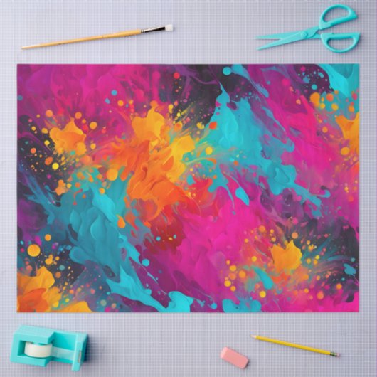 Kleurrijke Splatter Paint Art Tissue Paper Tissuepapier (Craft)