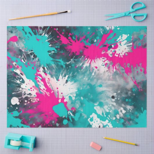 Kleurrijke Splatter Paint Art Tissue Paper Tissuepapier (Craft)