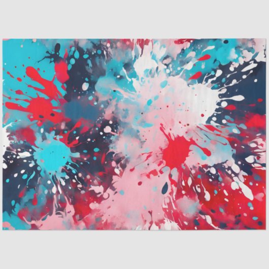 Kleurrijke Splatter Paint Art Tissue Paper Tissuepapier (Voorkant)