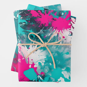 Kleurrijke Splatter Paint Art Wrapping Papiervelle Inpakpapier Vel