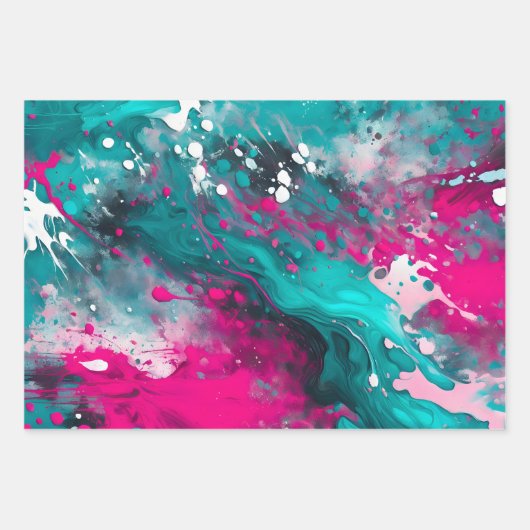 Kleurrijke Splatter Paint Art Wrapping Papiervelle Inpakpapier Vel (Voorkant 3)