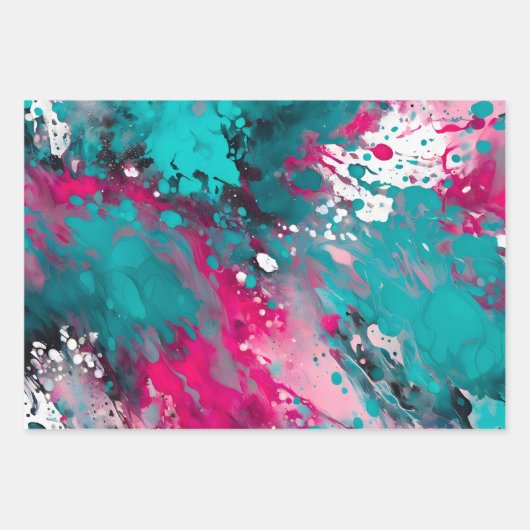 Kleurrijke Splatter Paint Art Wrapping Papiervelle Inpakpapier Vel (Voorkant 2)