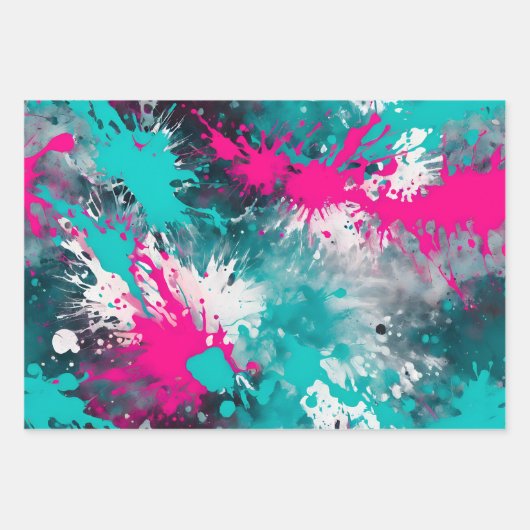 Kleurrijke Splatter Paint Art Wrapping Papiervelle Inpakpapier Vel (Voorkant)