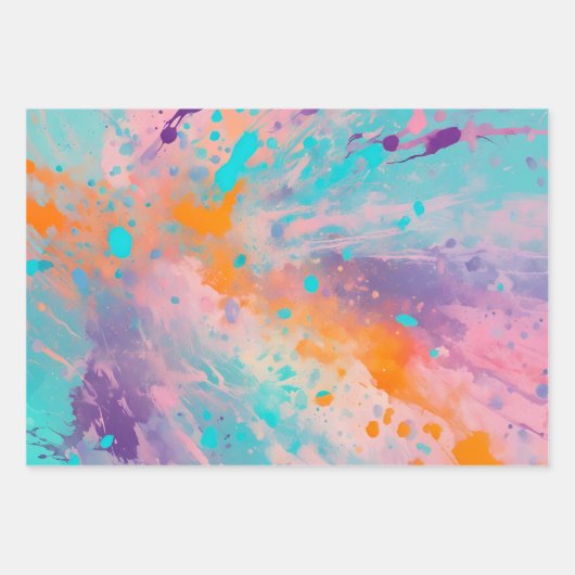 Kleurrijke Splatter Paint Art Wrapping Papiervelle Inpakpapier Vel (Voorkant 3)