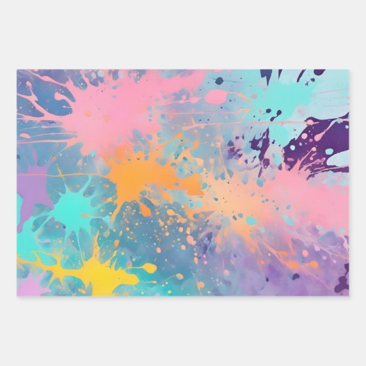 Kleurrijke Splatter Paint Art Wrapping Papiervelle Inpakpapier Vel (Voorkant 2)