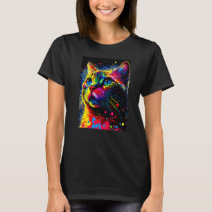 Kleurrijke Splatter Paint Cat - 80s Style Premium T-shirt