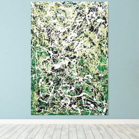 KLEURRIJKE SPLATTER VIII - Action painting - Canvas Afdruk (Insitu (Houten vloer))