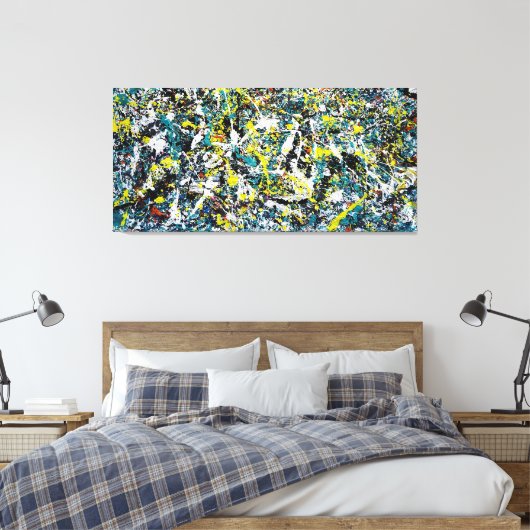 KLEURRIJKE SPLATTER X - Action painting - Abstract Canvas Afdruk (Insitu (Slaapkamer))
