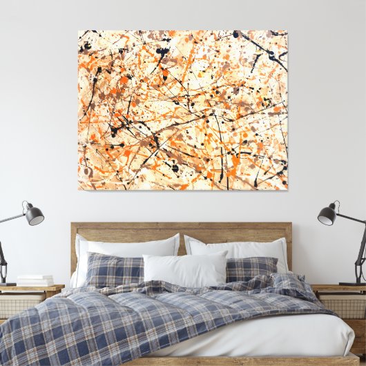 KLEURRIJKE SPLATTER XII - Actie schilderen -Abstra Canvas Afdruk (Insitu (Slaapkamer))
