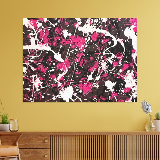 KLEURRIJKE SPLATTER XLI - Actie schilderen -Abstra Canvas Afdruk (Insitu (Woonkamer))