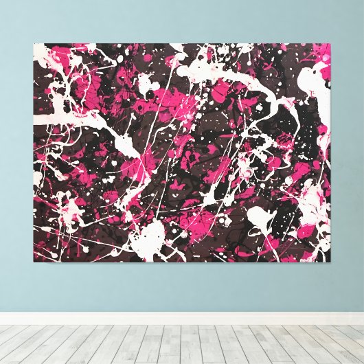 KLEURRIJKE SPLATTER XLI - Actie schilderen -Abstra Canvas Afdruk (Insitu (Houten vloer))