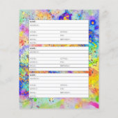 Kleurrijke splatters adresboek pagina (Achterkant)