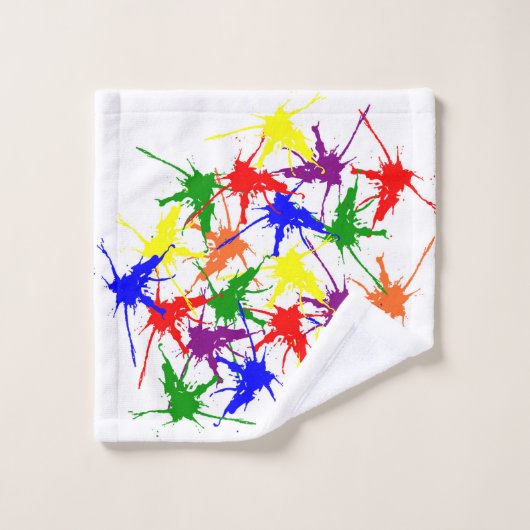Kleurrijke splatters bad handdoek (Wasdoekje)