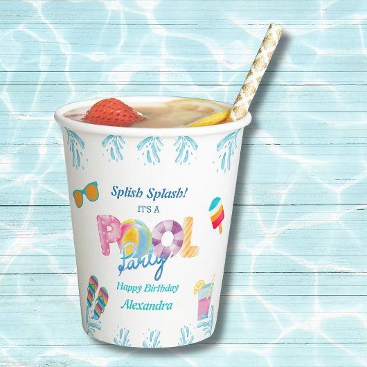 Kleurrijke Splish Kids Verjaardag Zwembad Party Papieren Bekers