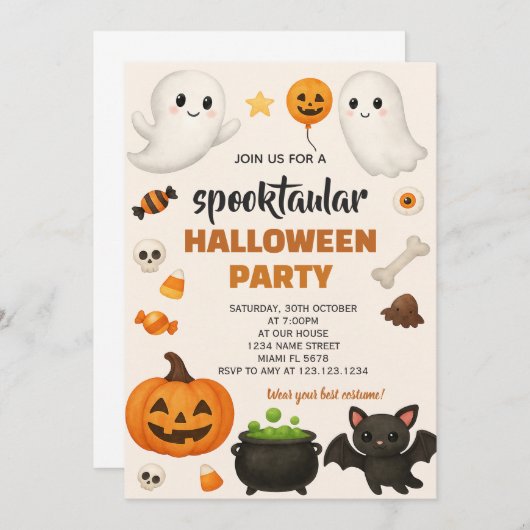 Kleurrijke spookachtige viering kaart (Voorkant / Achterkant)