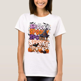 Kleurrijke Spooky Halloween Lettering T-shirt