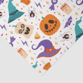 Kleurrijke Spooky Halloween Symbolen Patroon Tissuepapier (Detail)