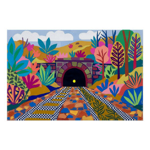 Kleurrijke spoorwegtunnelkunst geïnspireerd door M Perfect Poster