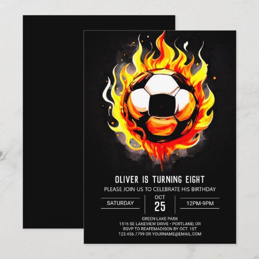 Kleurrijke sport afdrukbare voetbal verjaardag kaart (Voorkant / Achterkant)