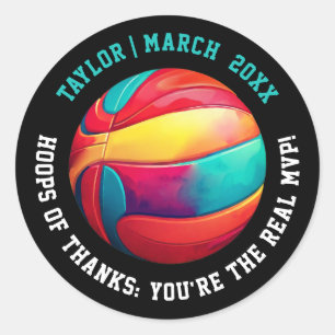 Kleurrijke Sport Ball Black Slam Dunk Player Party Ronde Sticker