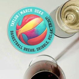 Kleurrijke Sport Basketbal Turquoise Slam Dunk Zandsteen Onderzetter