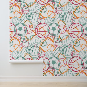 Kleurrijke sportenballen Abstract Ontwerp Behang