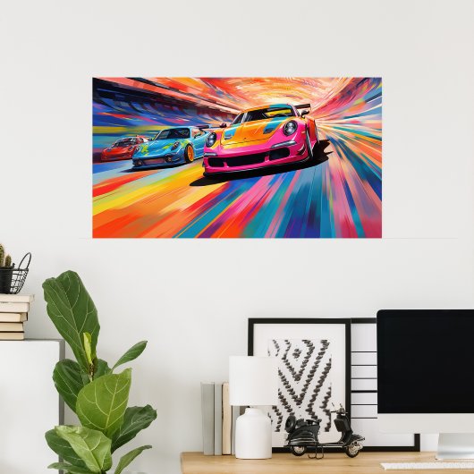 Kleurrijke Sportscars Poster (Thuiskantoor)