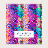 Kleurrijke sprankelende disco glitter visitekaartje (Buitenkant ongevouwen)