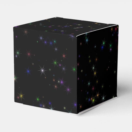 Kleurrijke sprankelende sterren in nachtelijke hem bedankdoosjes (Achterkant)