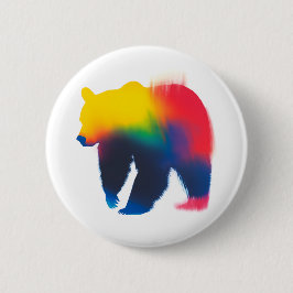 Kleurrijke Spray Paint Beer Silhouet Ronde Button