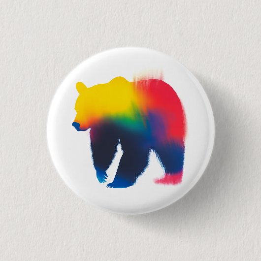 Kleurrijke Spray Paint Beer Silhouet Ronde Button (Voorkant)