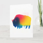Kleurrijke Spray Paint Bison Silhouette Kaart (Voorkant)