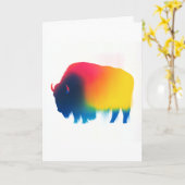 Kleurrijke Spray Paint Bison Silhouette Kaart (Gele Bloem)