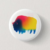 Kleurrijke Spray Paint Bison Silhouette Ronde Butt Ronde Button 3,2 Cm (Voorkant)